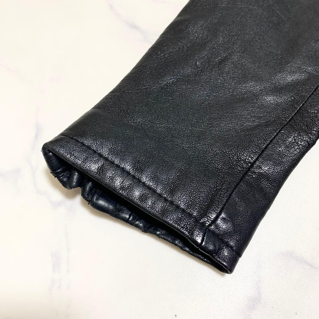 ヴァンキッシュ レザージャケット シングル ライダース ドット 黒 S 羊革