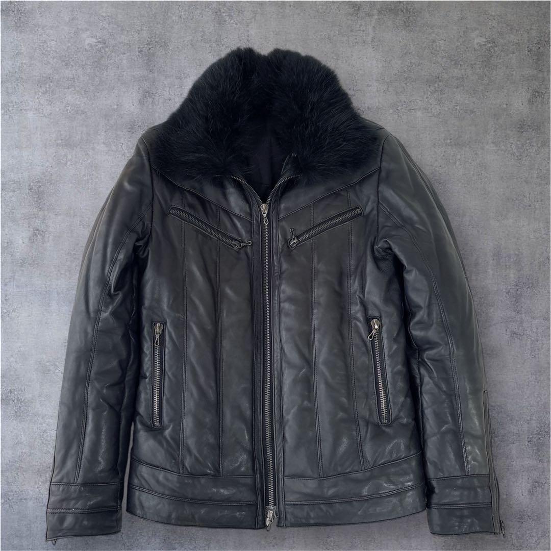 【専用出品】SHELLAC レザーダウンジャケット 羊革 ファー取外可 48