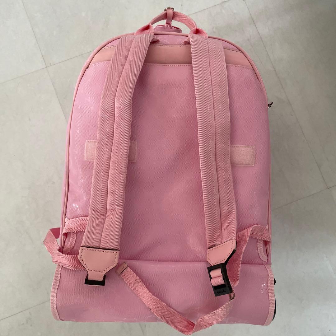機内持込可GGキャンパスレザーGUCCIチルドレン♡キャリー✖️リュックピンク