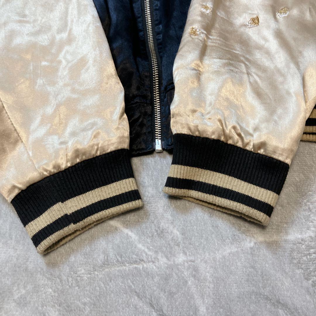 【美品】 絡繰魂 粋 獅子咆哮 スカジャン リバーシブル 刺繍 和柄 L 黒 金