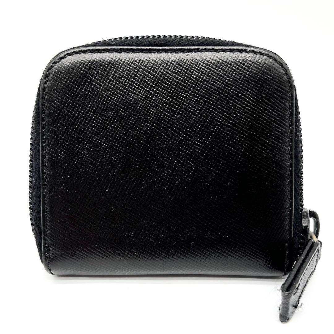 PRADA ケース　小銭入れ　サフィアーノレザー　三角ロゴ　ブラック