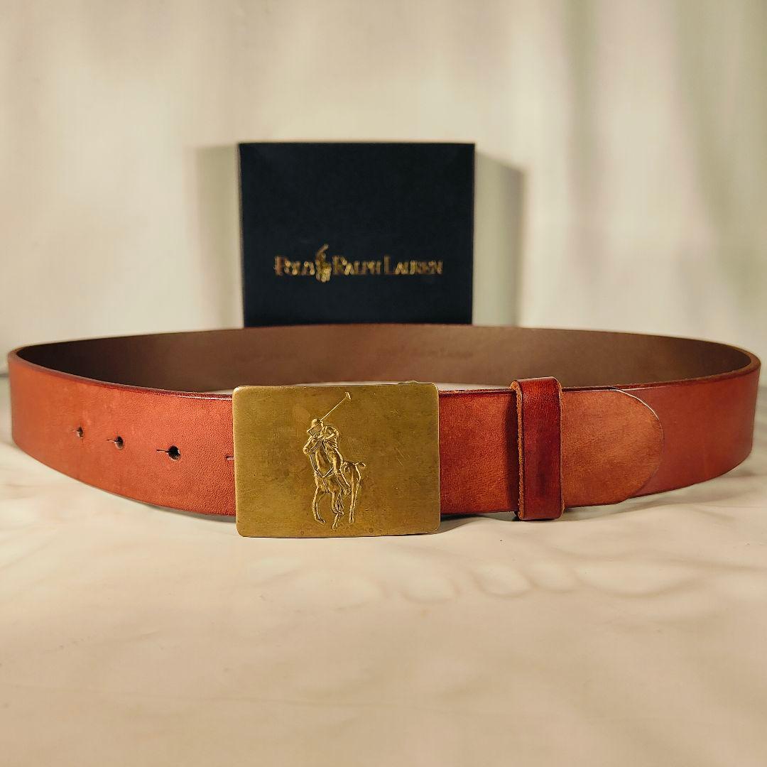 【未使用・極上イタリアンレザー】ポロラルフローレン　馬蹄ロゴ高級本革ドレスベルト