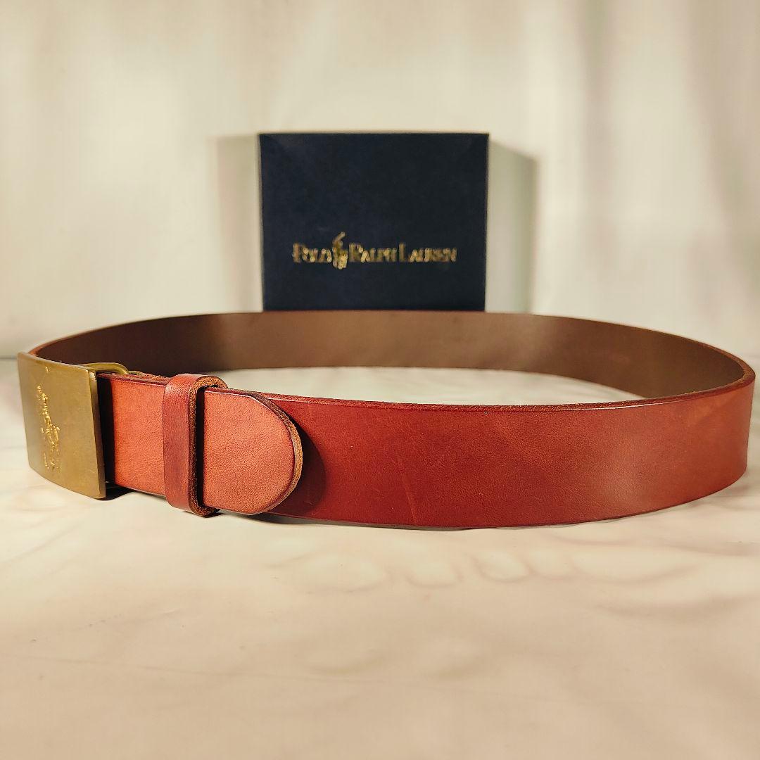 【未使用・極上イタリアンレザー】ポロラルフローレン　馬蹄ロゴ高級本革ドレスベルト