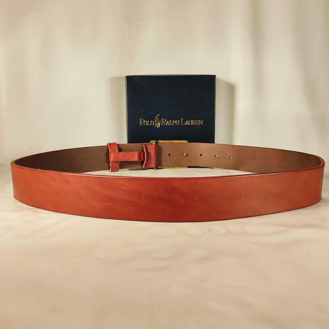 【未使用・極上イタリアンレザー】ポロラルフローレン　馬蹄ロゴ高級本革ドレスベルト