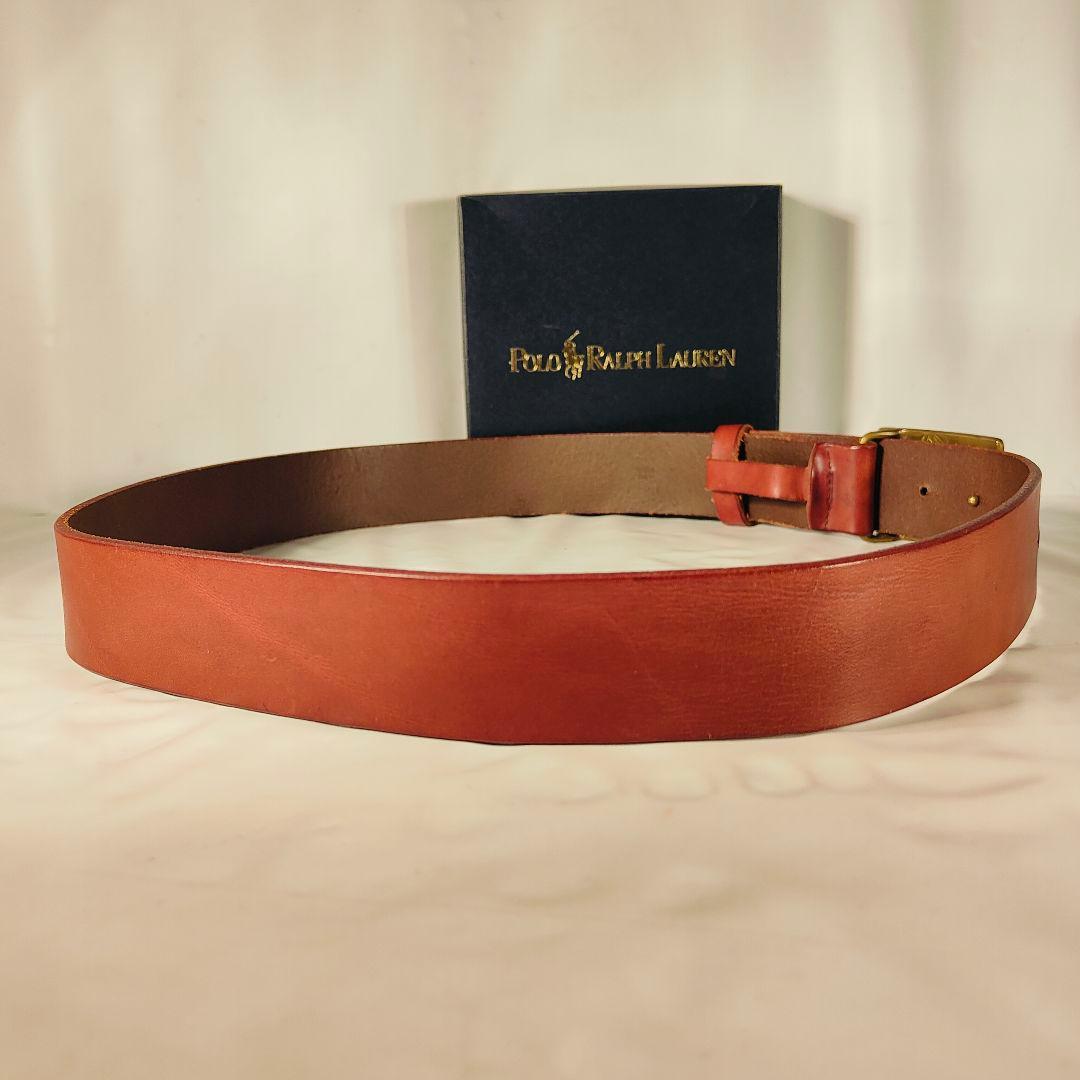 【未使用・極上イタリアンレザー】ポロラルフローレン　馬蹄ロゴ高級本革ドレスベルト