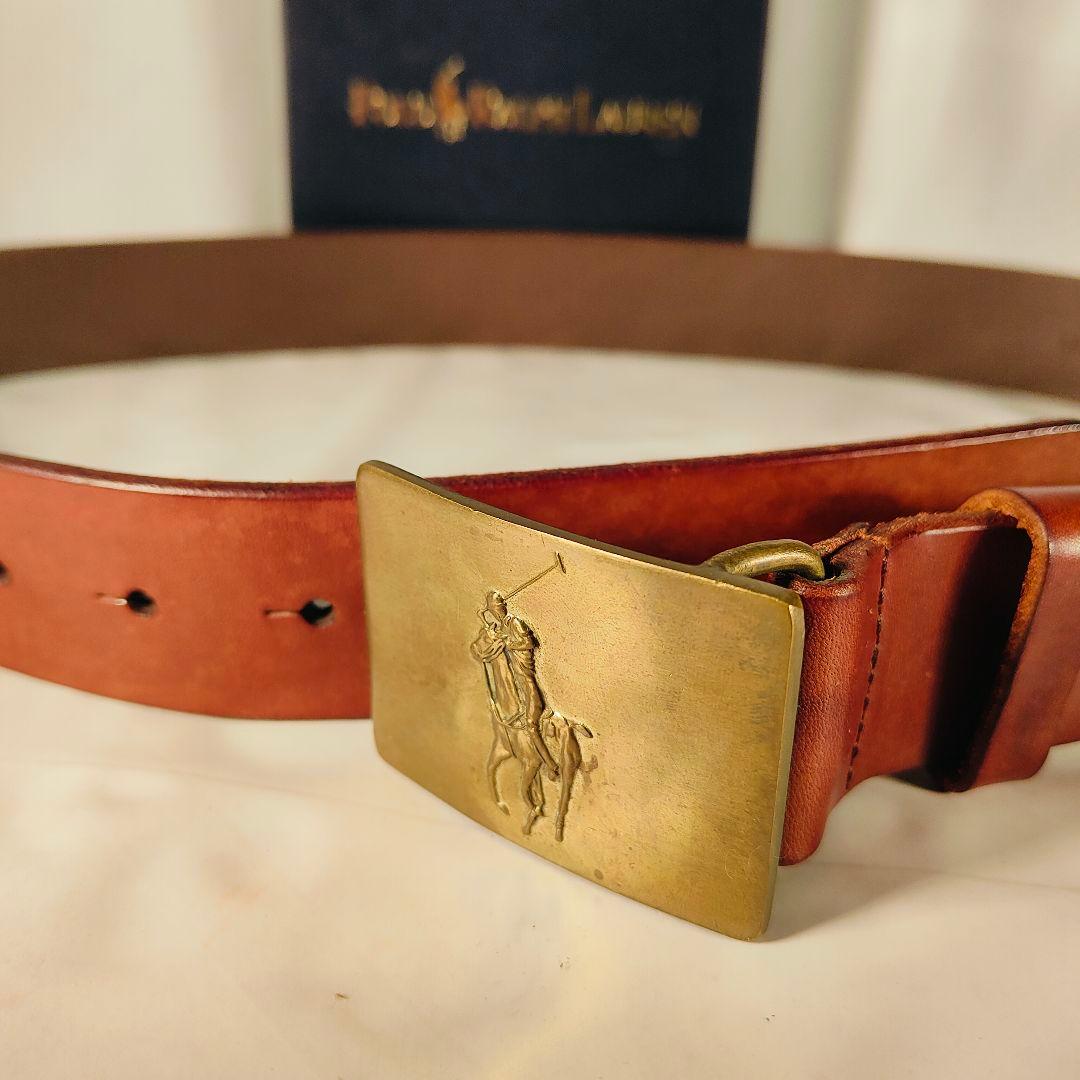 【未使用・極上イタリアンレザー】ポロラルフローレン　馬蹄ロゴ高級本革ドレスベルト