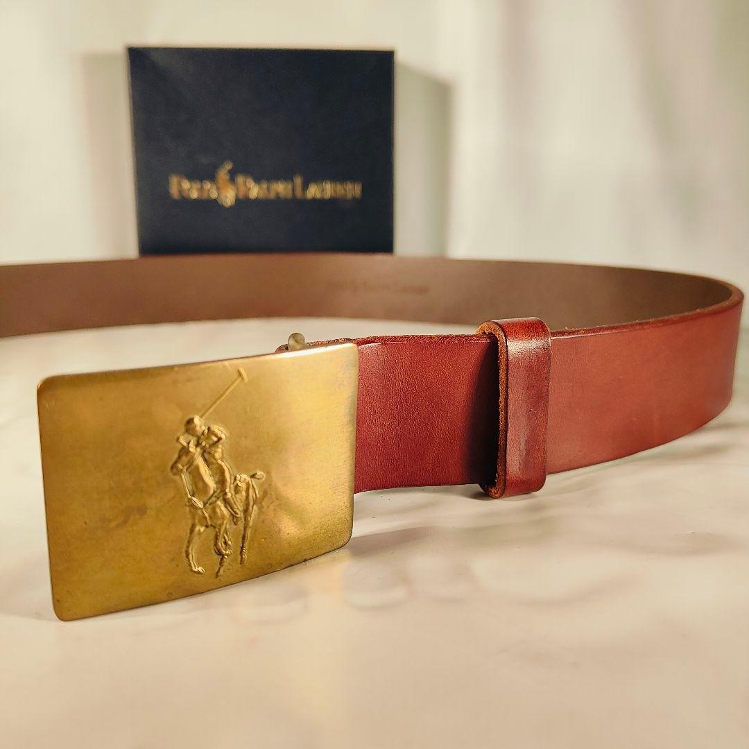 【未使用・極上イタリアンレザー】ポロラルフローレン　馬蹄ロゴ高級本革ドレスベルト
