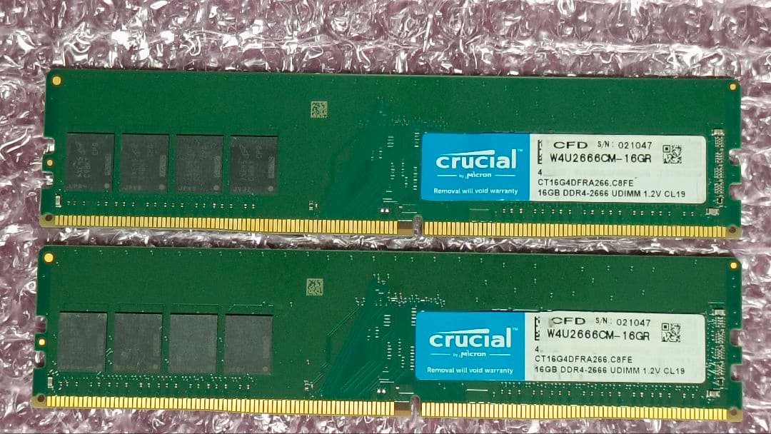 DDR4 16GBx2枚 32GB pc4-2666 動作確認済み ③