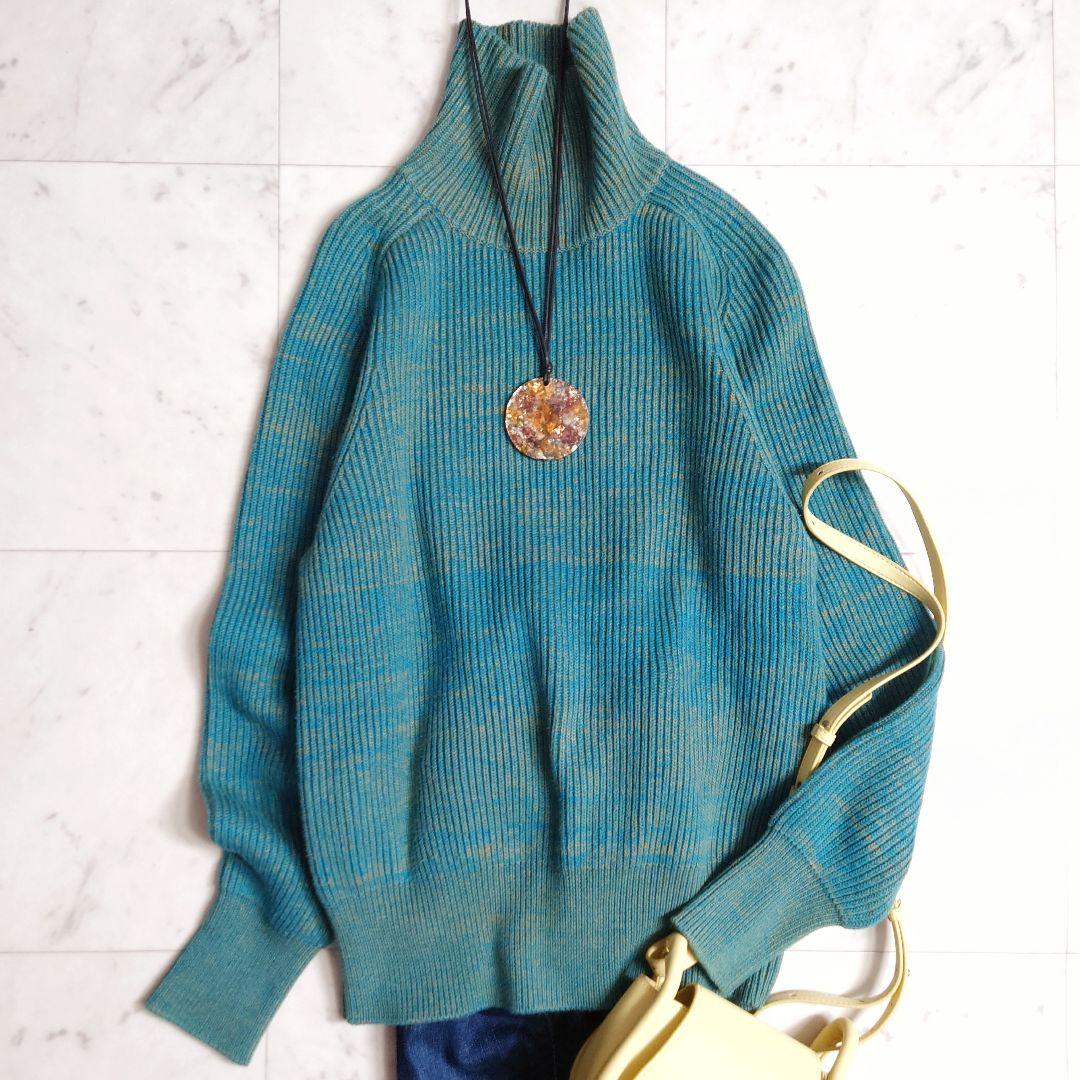 美品♪ キャバン CABaN コットンカシミヤアゼ ハイネックプルオーバー