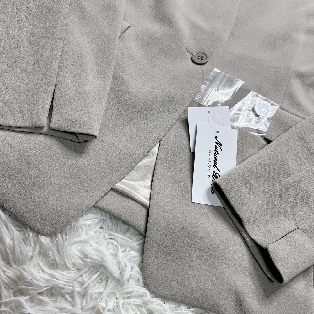 【新品未使用】Natural Basic パンツスーツ ベージュ LL