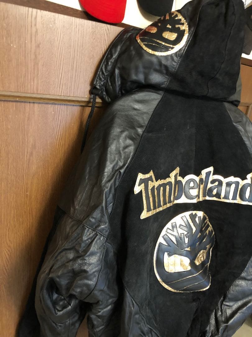 フード付きレザージャケット ブラック/ゴールド　超レア！