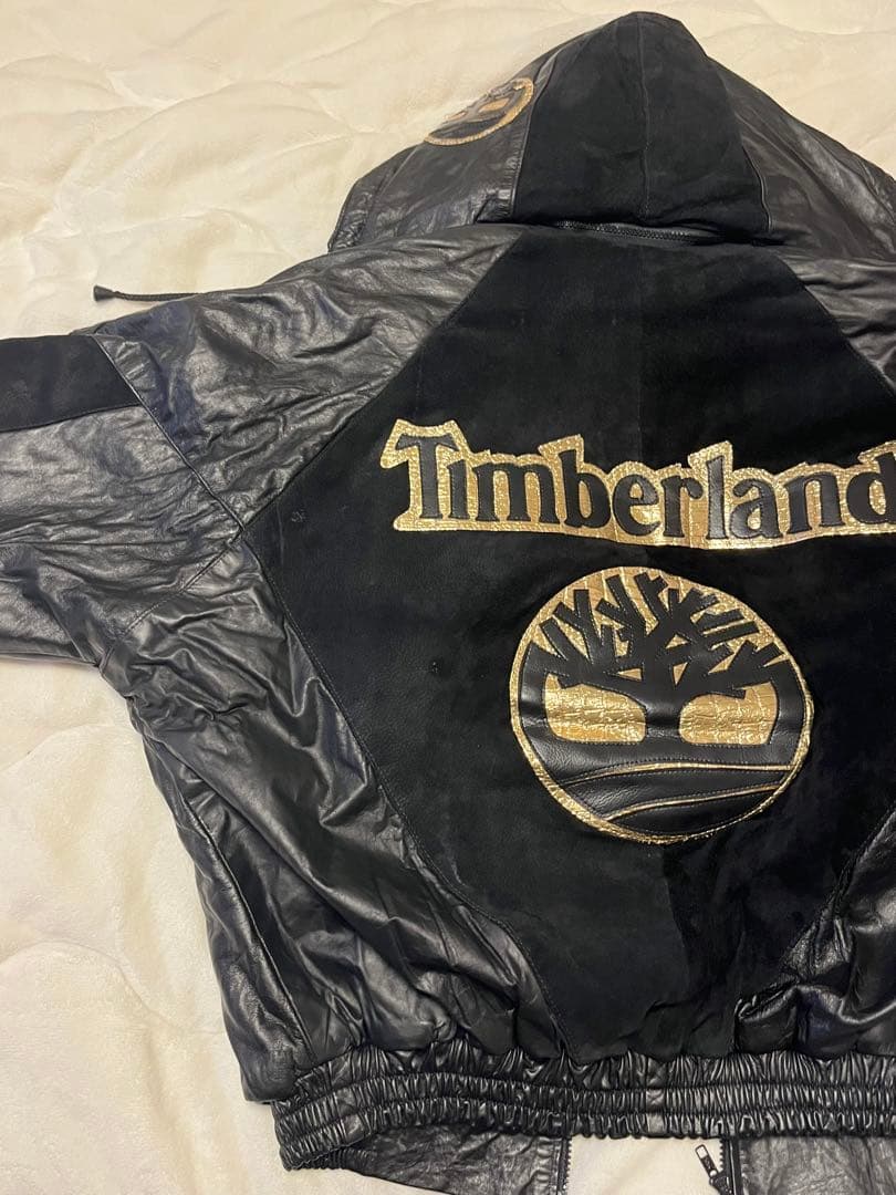 フード付きレザージャケット ブラック/ゴールド　超レア！