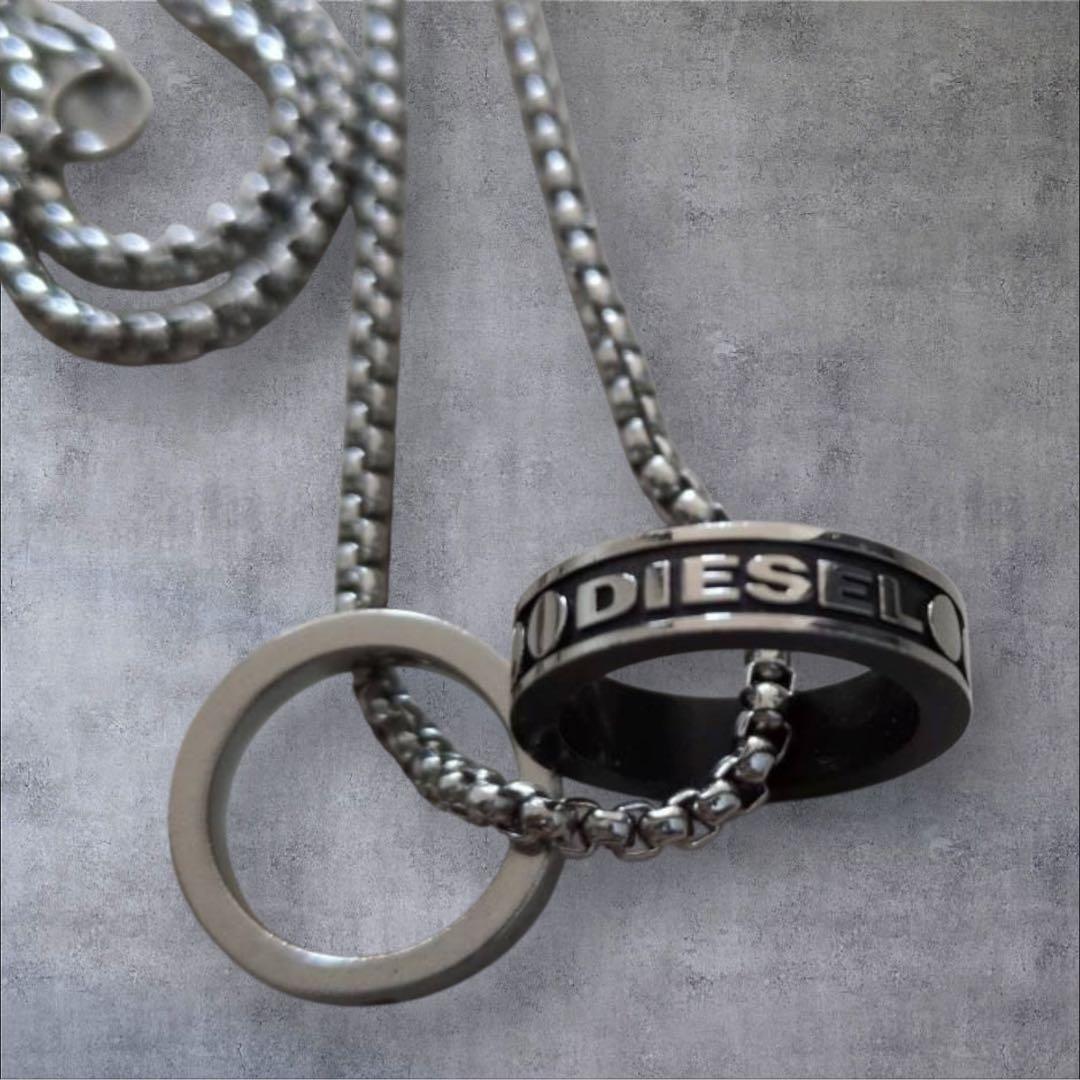 即完売　ディーゼル シルバーネックレス ダブルリング ブレイブマン　DISEL