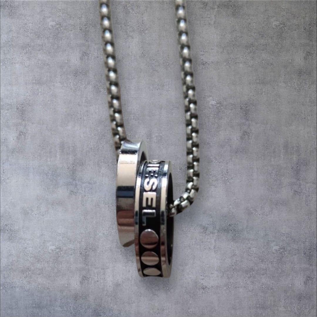 即完売　ディーゼル シルバーネックレス ダブルリング ブレイブマン　DISEL