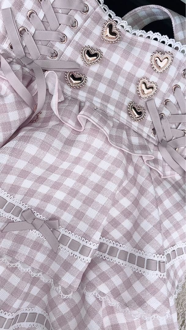 LIZLISAはしごリボンギンガムティアードスカパピンク まとめ買い10％オフ