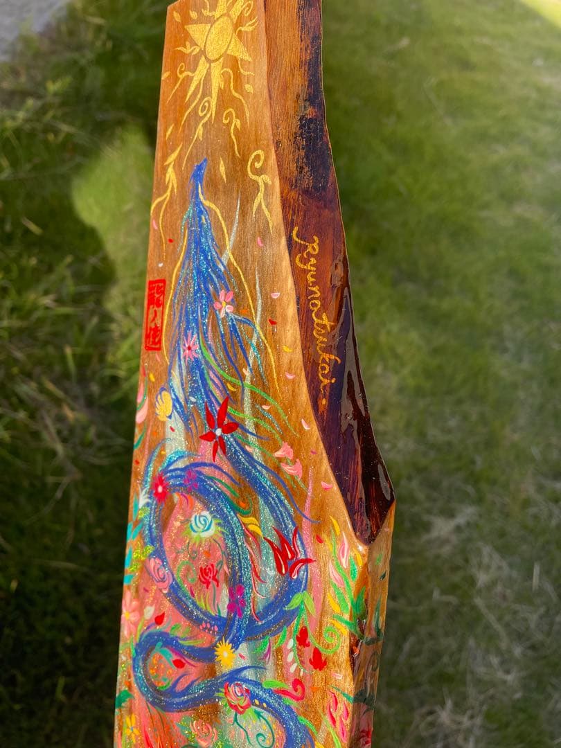 開運絵画 煌びやかな花龍 一点物 アクリル画 龍神 置き物 龍ノツカイ