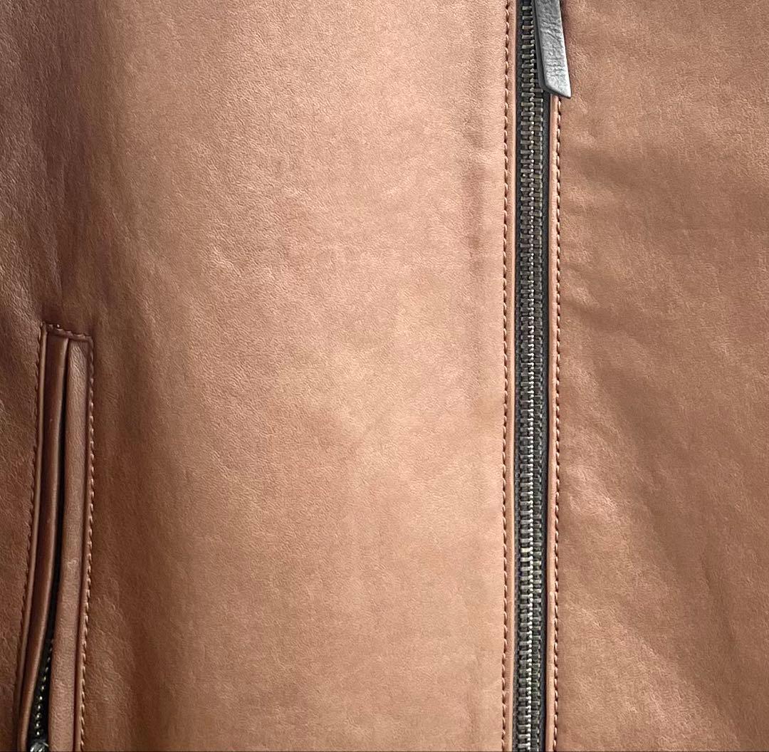 COACH F33779 羊革 ブラウン シングルライダースジャケットXS