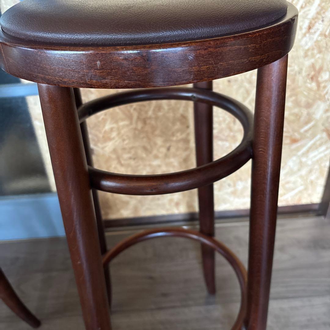 【2脚セット】秋田木工 カウンターチェア ハイスツール ビンテージ 丸椅子 昭和