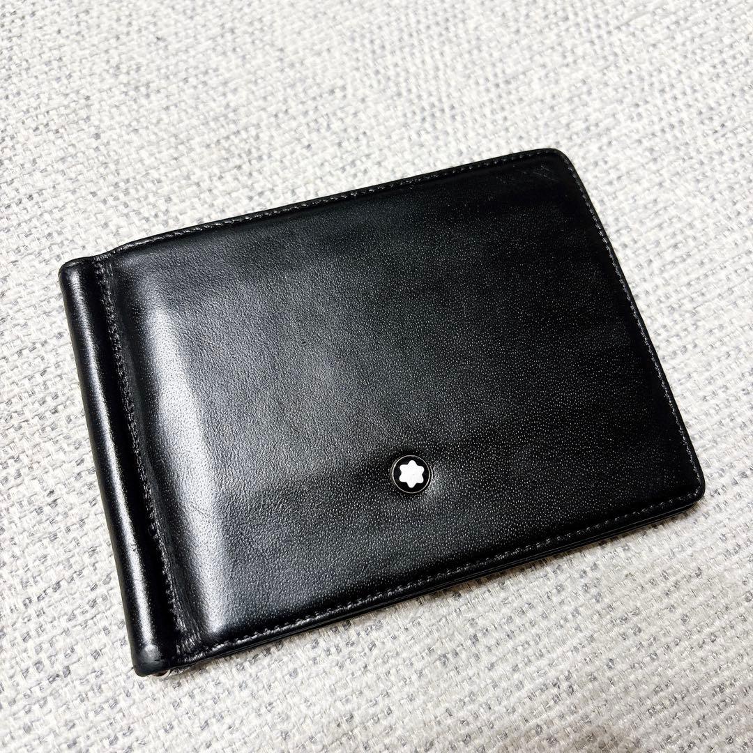 美品 モンブラン マネークリップ ホワイトスター ブラック レザー カードケース