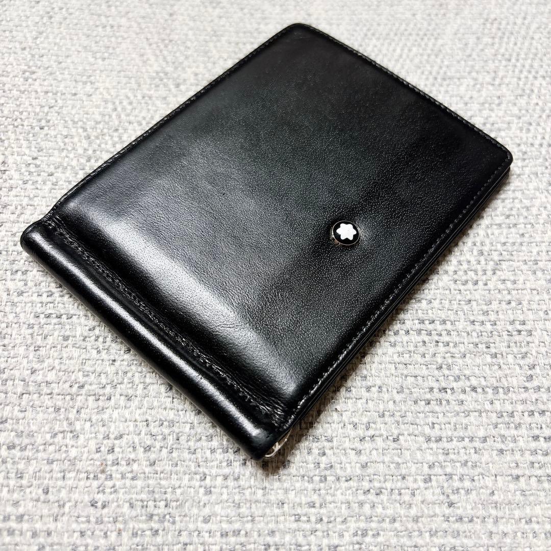 美品 モンブラン マネークリップ ホワイトスター ブラック レザー カードケース