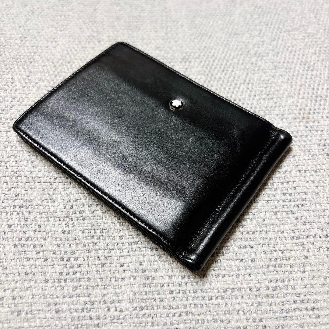 美品 モンブラン マネークリップ ホワイトスター ブラック レザー カードケース