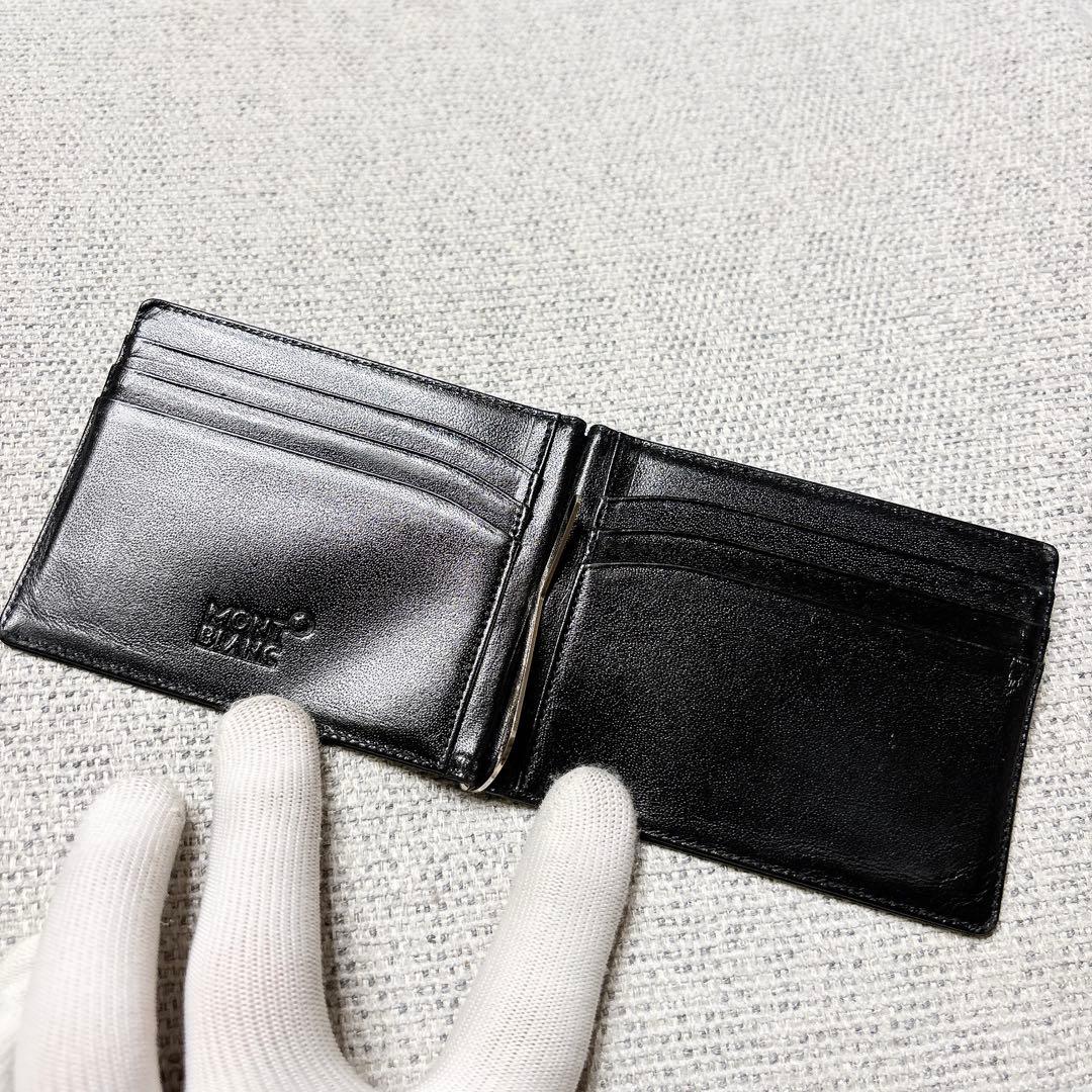 美品 モンブラン マネークリップ ホワイトスター ブラック レザー カードケース