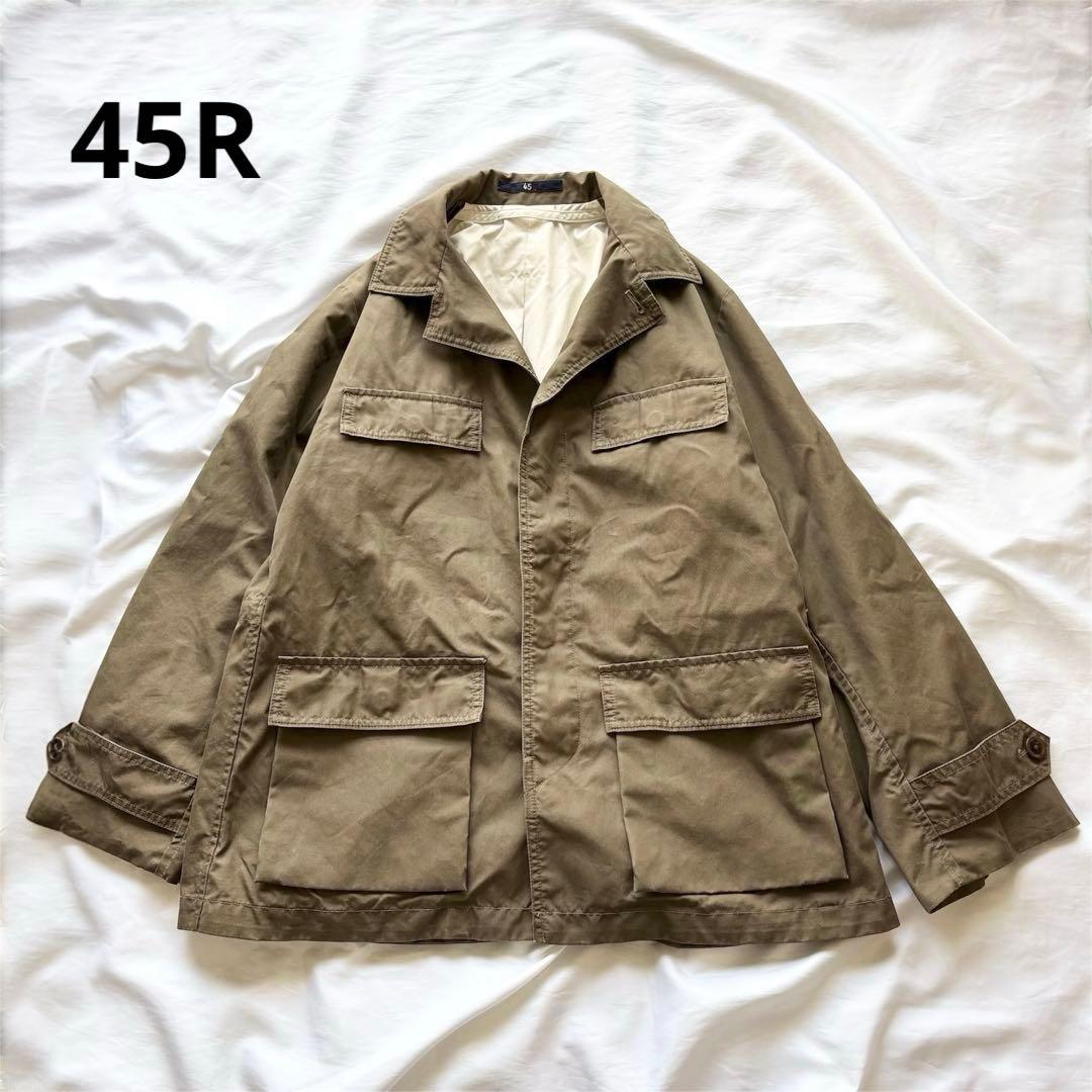 【極美品】　45r 綿ナイロンオックスフォードハーフブルゾン　2way カーキ