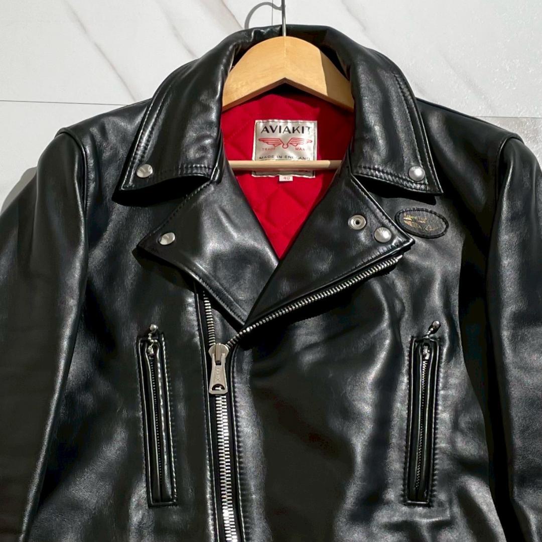 極美品　ルイスレザー　402　ライトニング　タイト　馬革　内ポケット付　黒　40