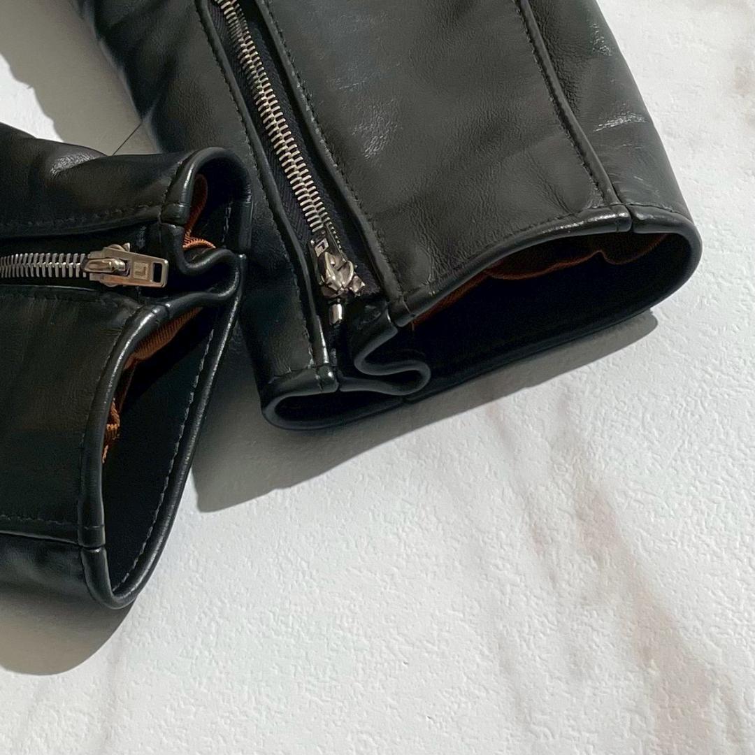 極美品　ルイスレザー　402　ライトニング　タイト　馬革　内ポケット付　黒　40