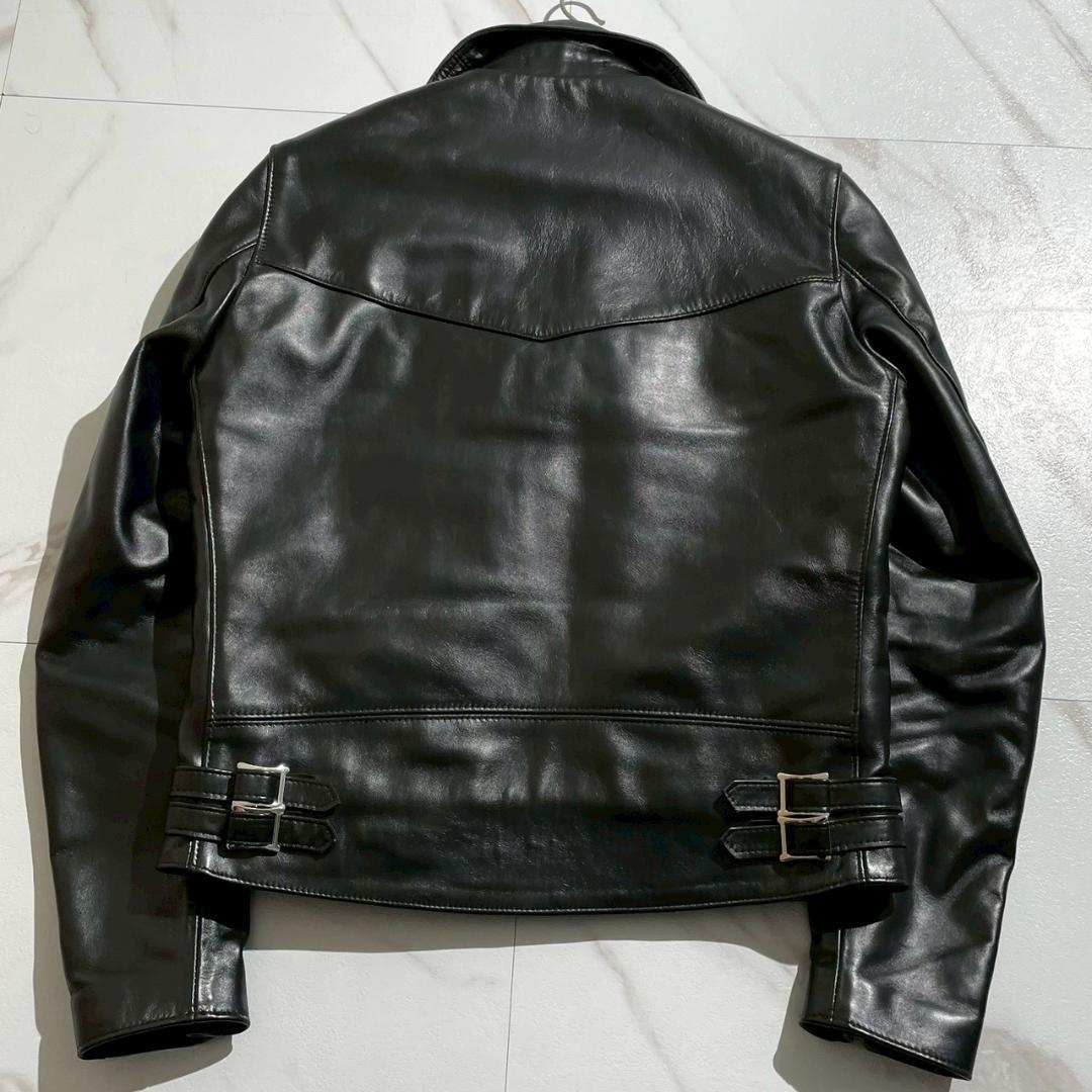 極美品　ルイスレザー　402　ライトニング　タイト　馬革　内ポケット付　黒　40