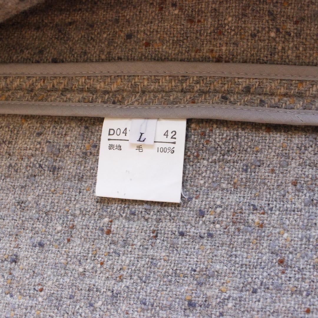 Papas ツイードマオカラージャケット Lサイズ ライトグレー ウール