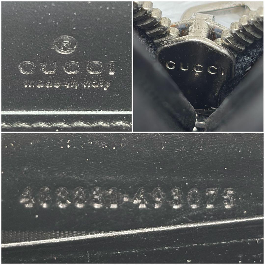 美品✨グッチ　長財布　ラウンドファスナー　シマ　シェリーライン　レザー　黒