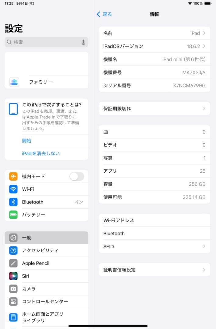 iPad mini 第6世代 (256GB/WiFiモデル)