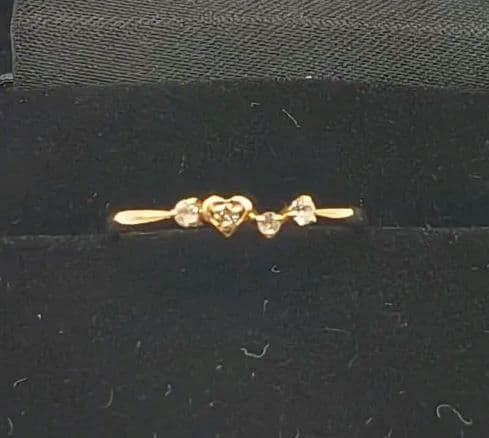 K10 金 ダイヤモンド リング 指輪 1.04g ハート 11号