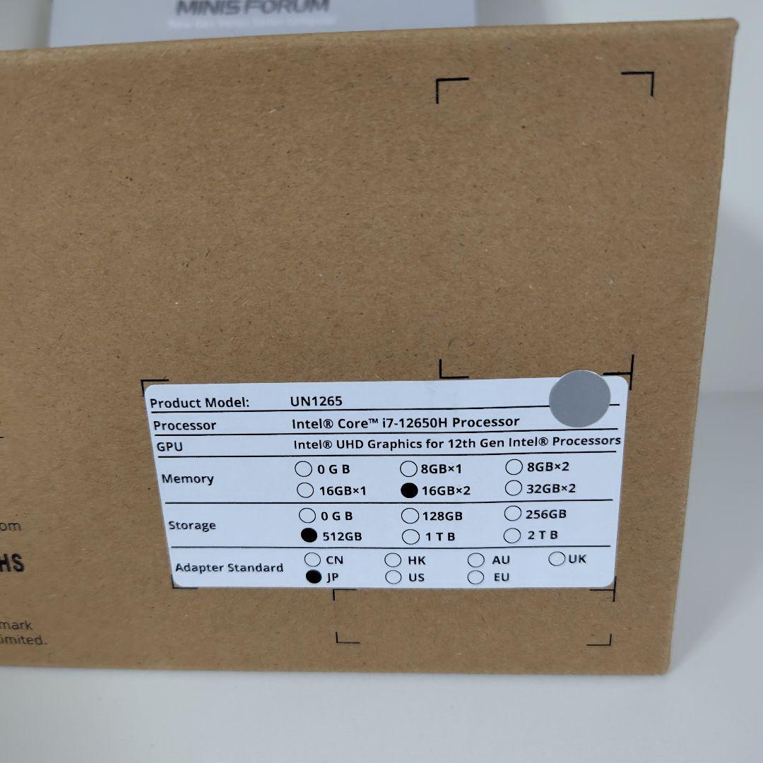 Minisforum UN1265 シルバー