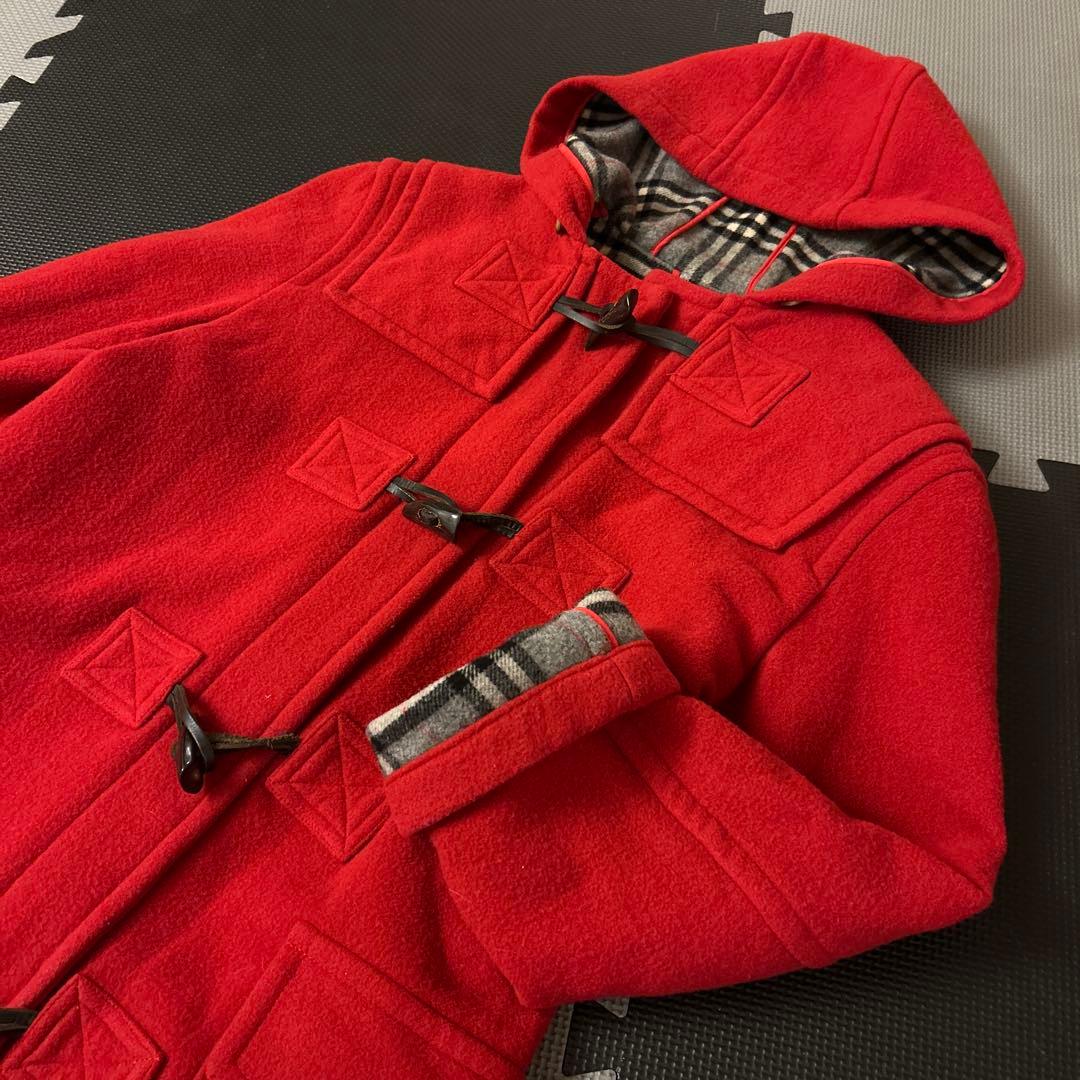 キョン♡バーバリーブルーレーベル ノバチェック レッド　ダッフルコート♡