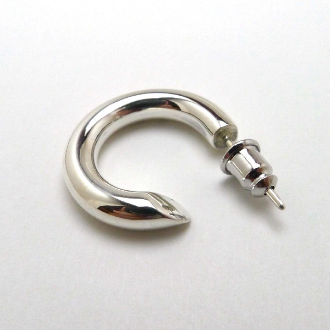 ペア太さ4ｍｍ　ハンドメイド　シルバー925　フープピアス