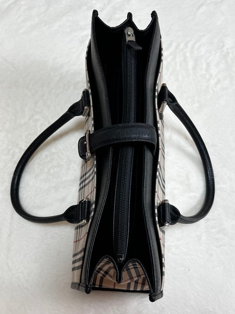 美品　バーバリー　BURBERRY　ハンドバッグ　スクエア　ノバチェック　ベルト