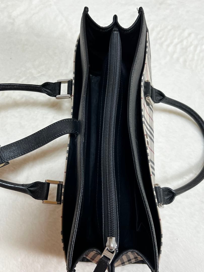 美品　バーバリー　BURBERRY　ハンドバッグ　スクエア　ノバチェック　ベルト