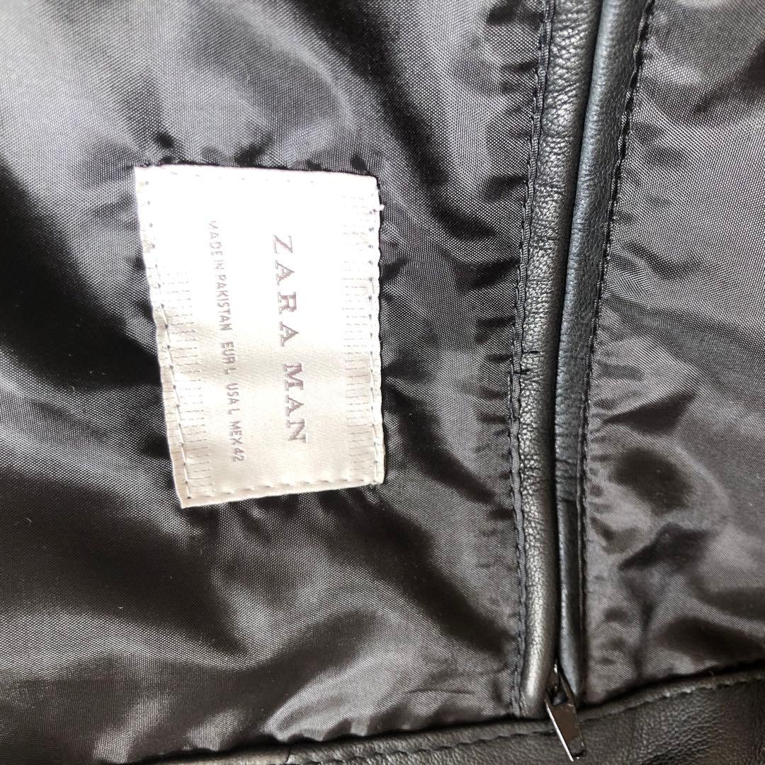新品未使用　zara ザラ　リアルレザー　ライダース　革ジャン　Ｌサイズ