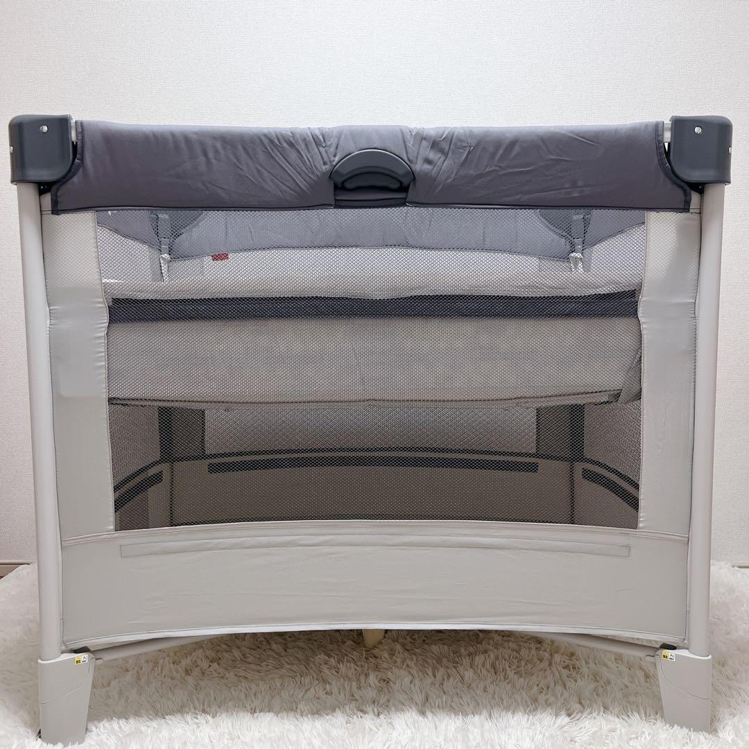 【美品】アップリカ　ココネルエアーAB ベビーベッド　グレーベアー