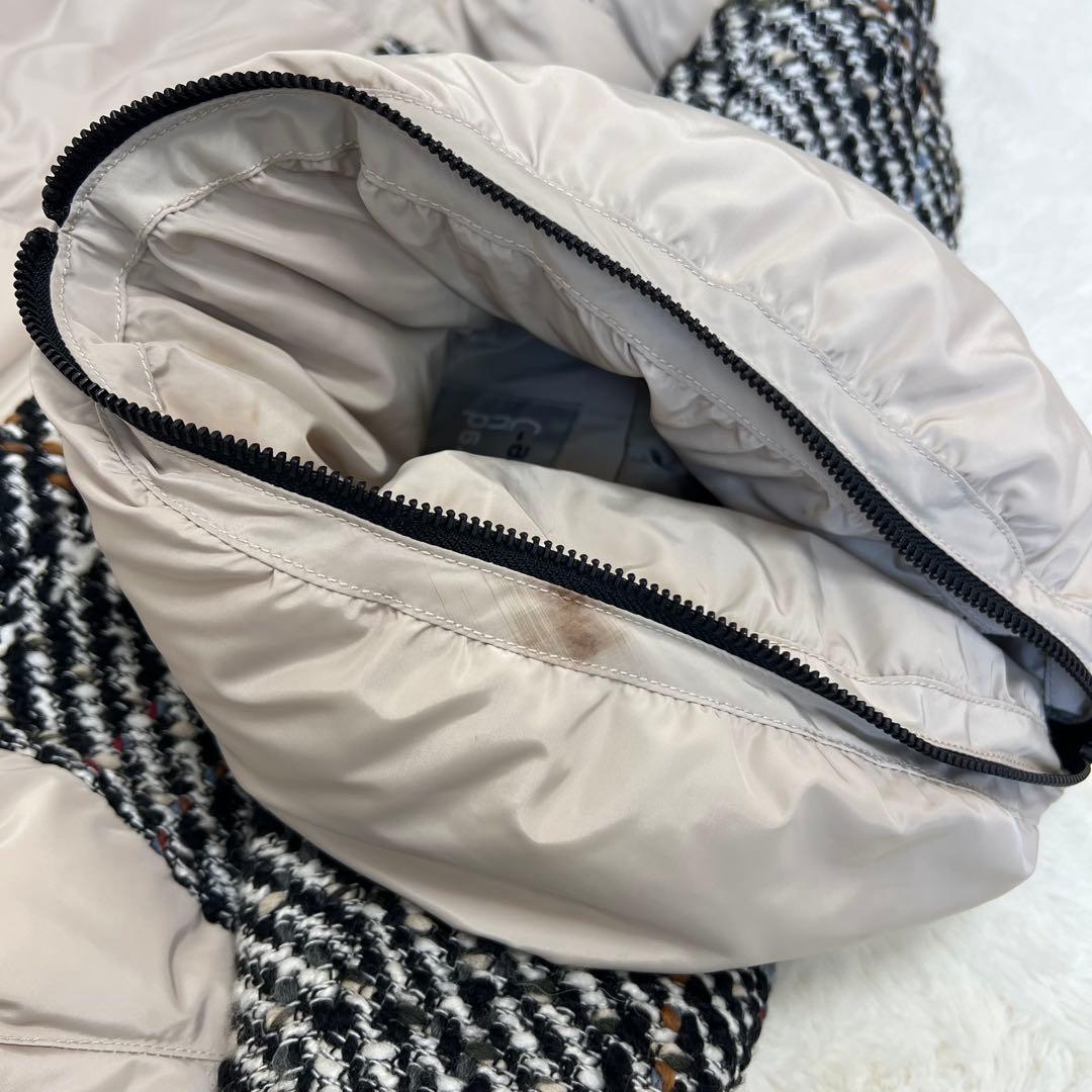 センソユニコ　ダウンジャケット　チェック柄　フェザー　ツイード　ベージュ