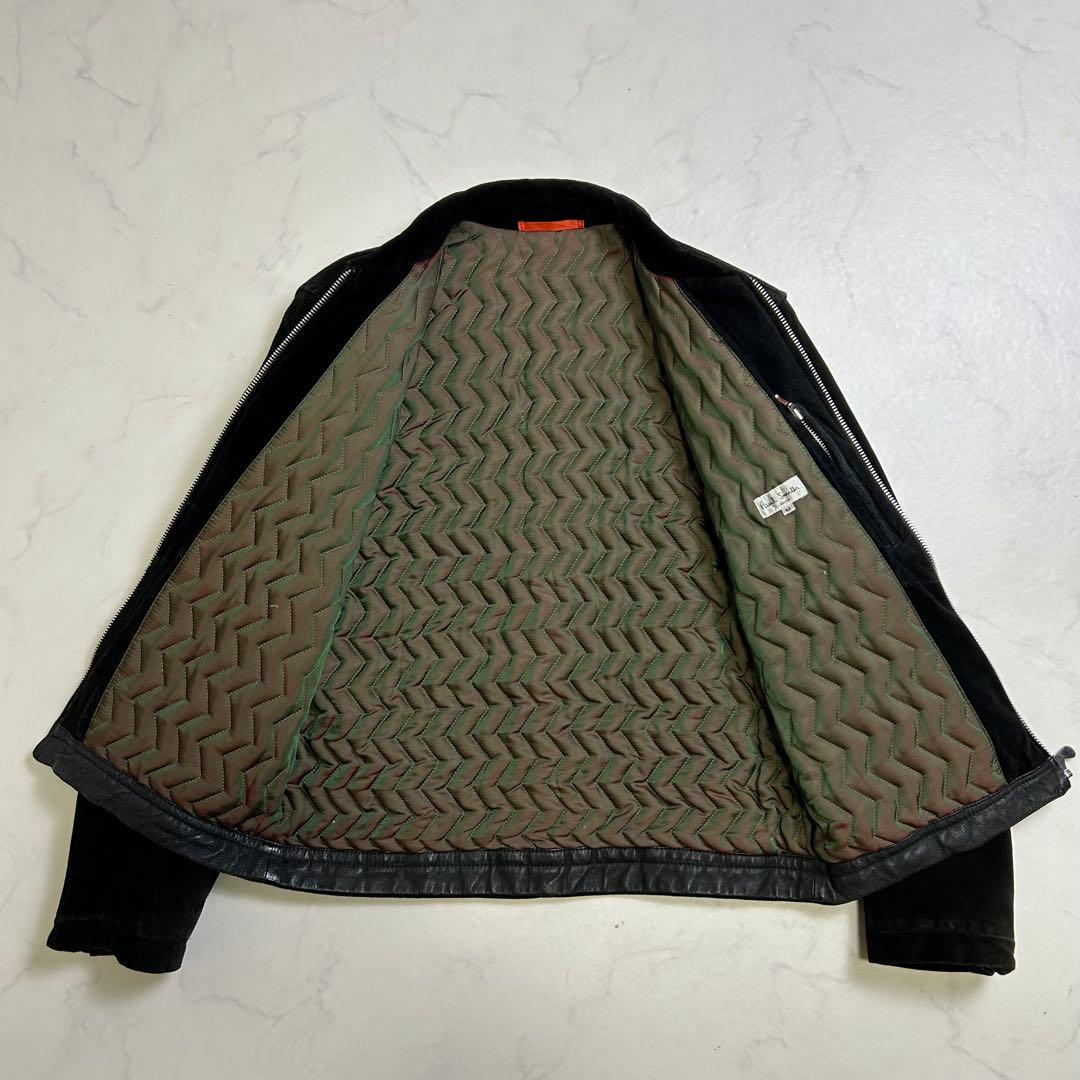ポールスミス レザージャケット スエード ミニマル 本革 中綿 黒 M