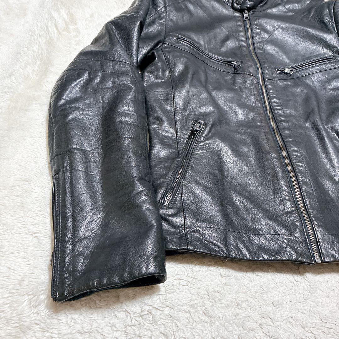 A|X アルマーニエクスチェンジ　黒 シングルライダースジャケット カシミヤ