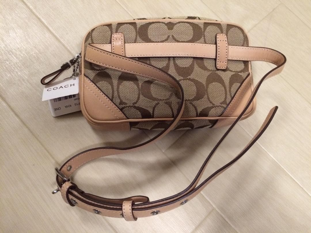 新品コーチcoachウエストポーチバッグケースかばんシグネチャーベージュ