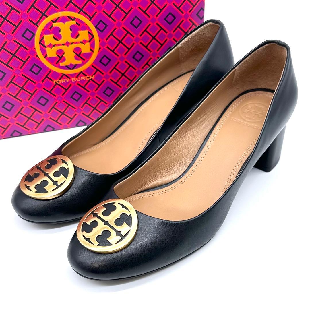 ほぼ未使用✨トリーバーチ BENTON レザー パンプス サークルロゴ 24cm