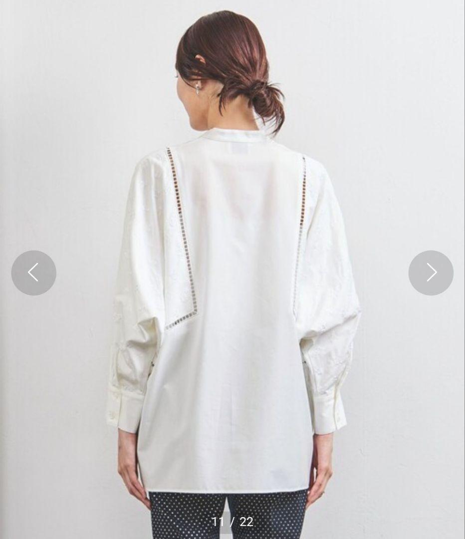 UNITED ARROWS　エンブロイダリー コンビ ドルマンブラウス