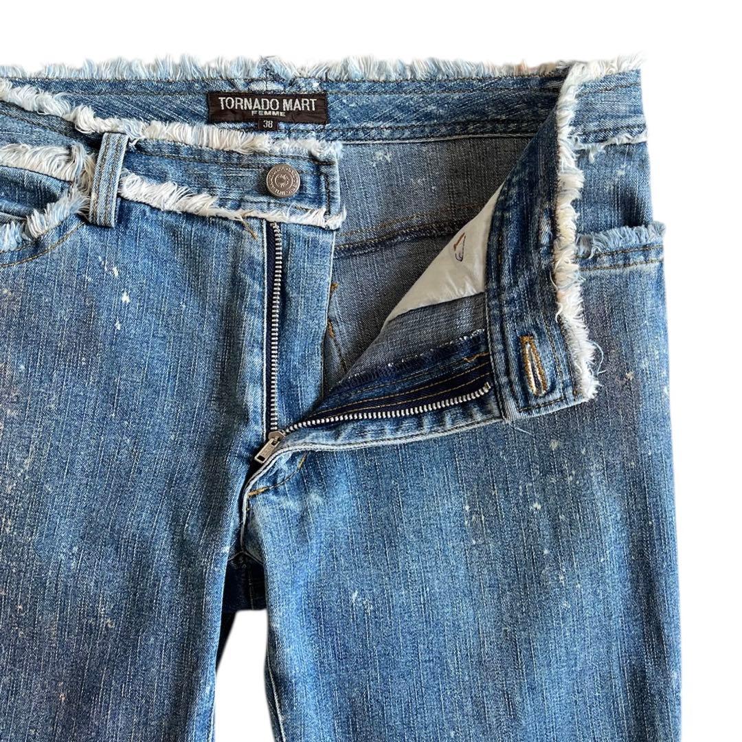 00s TORNADO MART FEMME ブリーチ フリンジ フレアデニム