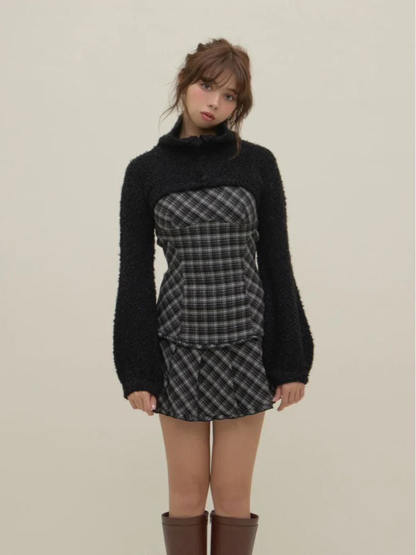 ワンピース Lulu check set mini dress black