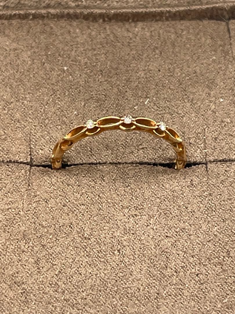 agete K10 透かし ダイヤモンド リング 10号 コットンレース